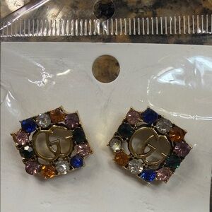 Gold Multicolor Stud Earrings